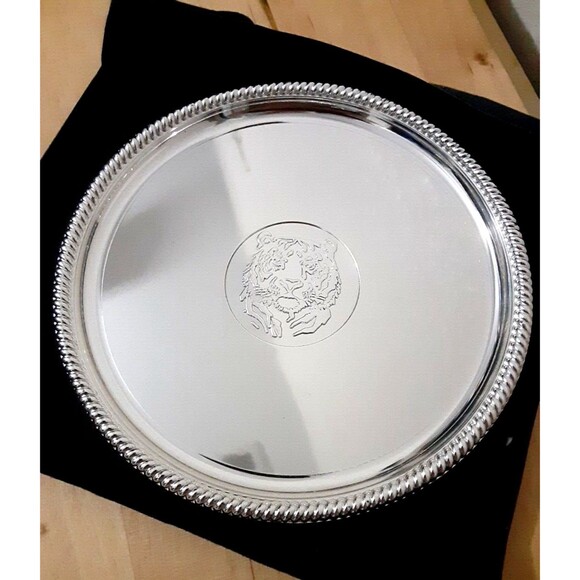 VTG SEBA MADE IN ENGLAND SILVERPLATE CHAMPAGNE WINE COASTER w TIGER LION NEW! - Picture 1 of 6